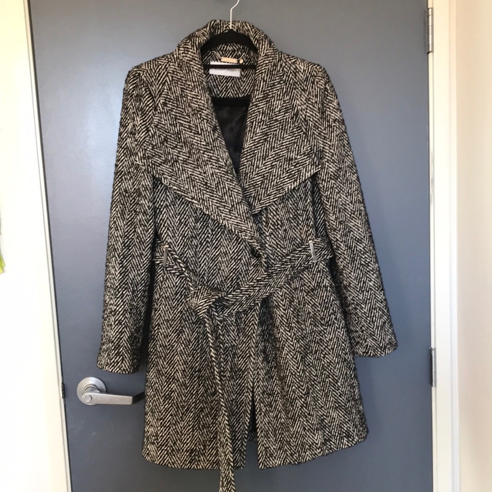Women's Wool-mix Herringbone Belted Coat, Calvin Klein